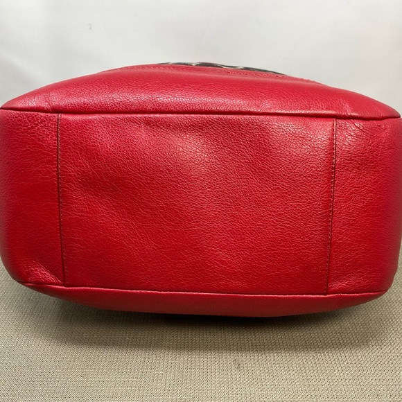 COACH VINTAGE LEOPARD PRINT TOTE WITH RED LEATHER TRIM - Picture 5 of 15